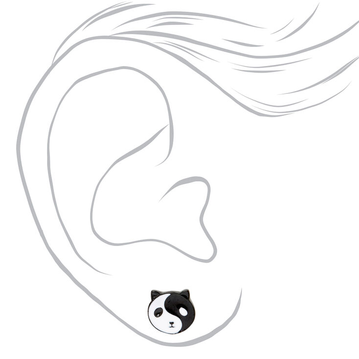 Panda Yin Yang Stud Earrings,