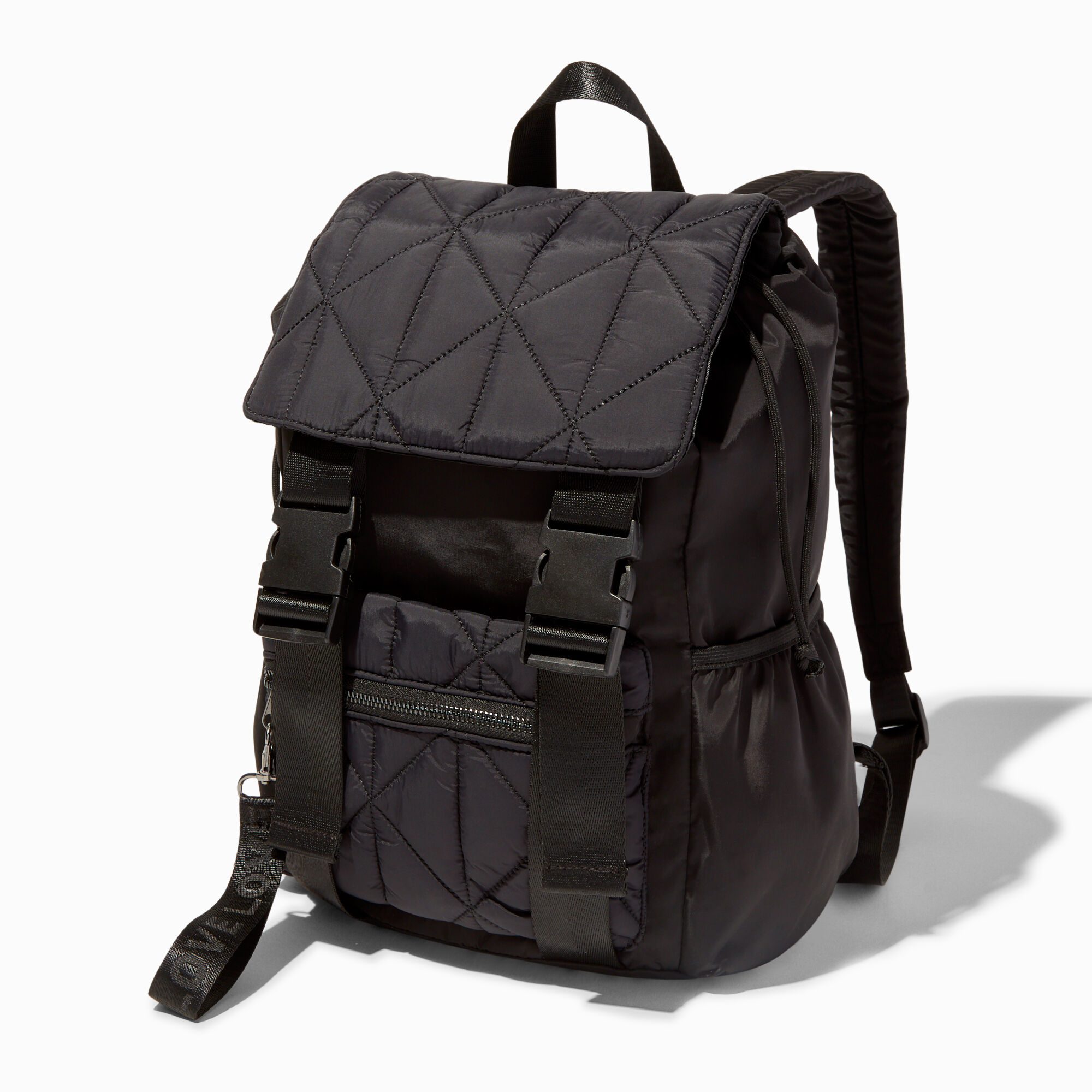 Quilted Black Nylon Commuter Style Backpack,