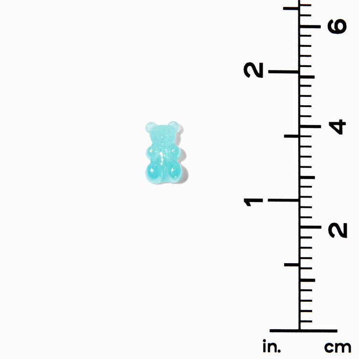 Blue 0.5&quot; Glow In The Dark Gummy Bear Stud Earrings,