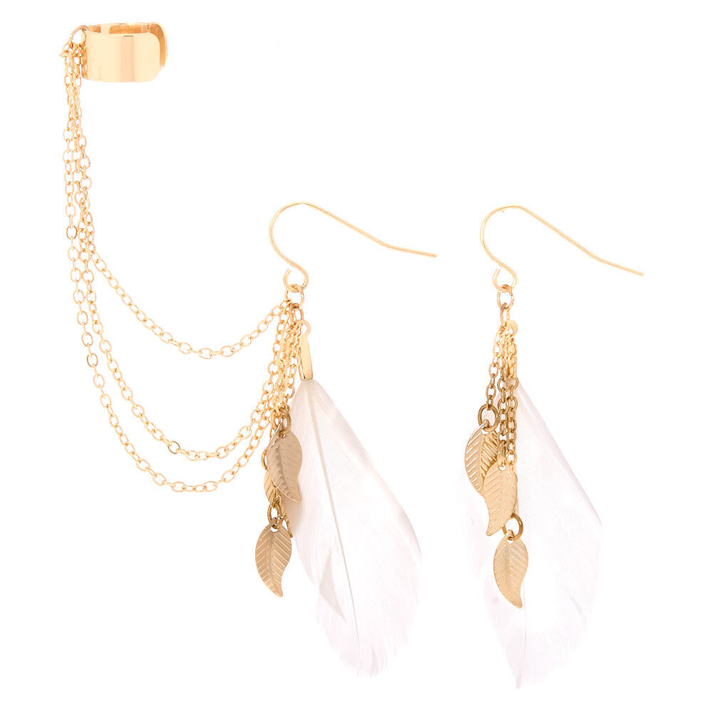 Feather Earrings 1 Side  Salty Accessories