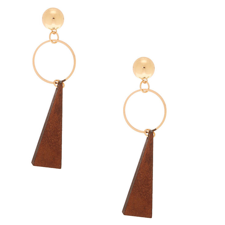Claire's Pendantes marron cercle et triangle 6,3 cm couleur doré