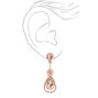 Rose Gold 2&quot; Petal Teardrop Drop Earrings,