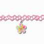 Claire&#39;s Club Rainbow Daisy Pink Tattoo Choker Necklace,