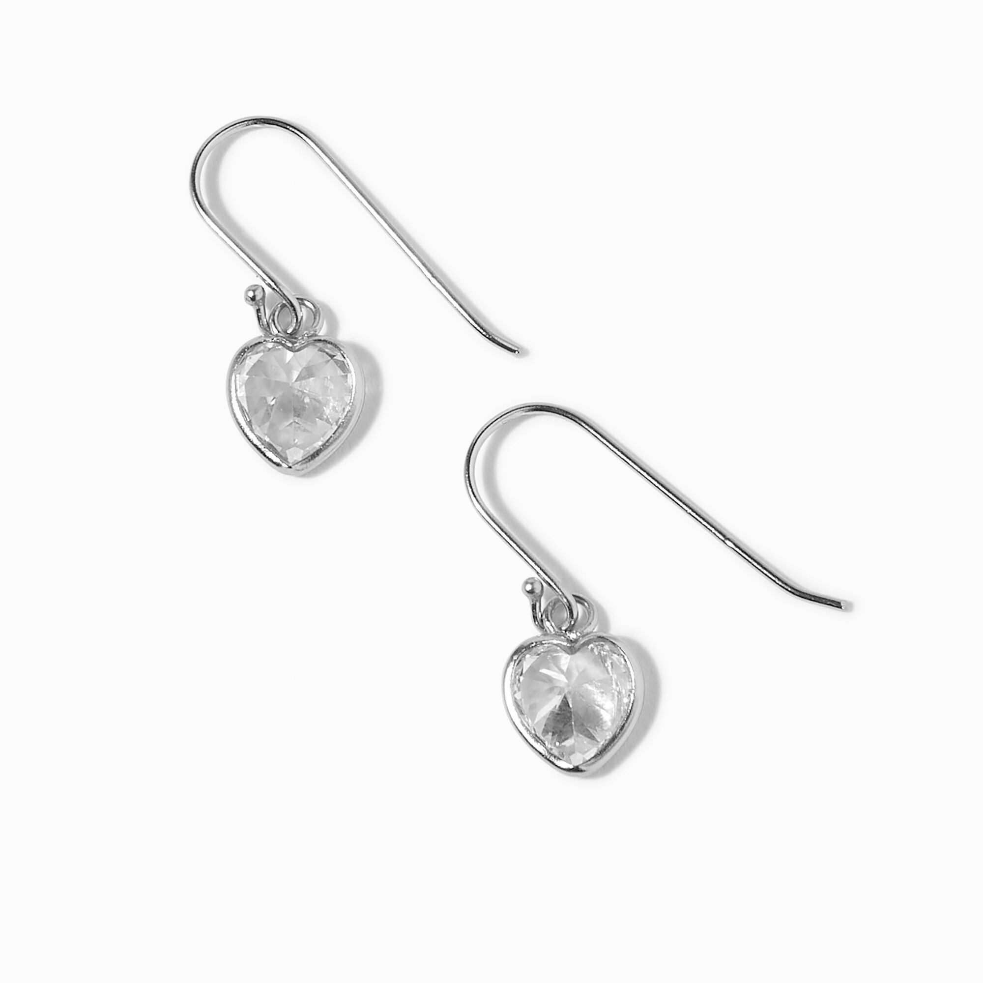 View C Luxe By Claires Platinum Plated Cubic Zirconia Heart Drop Earrings Silver information