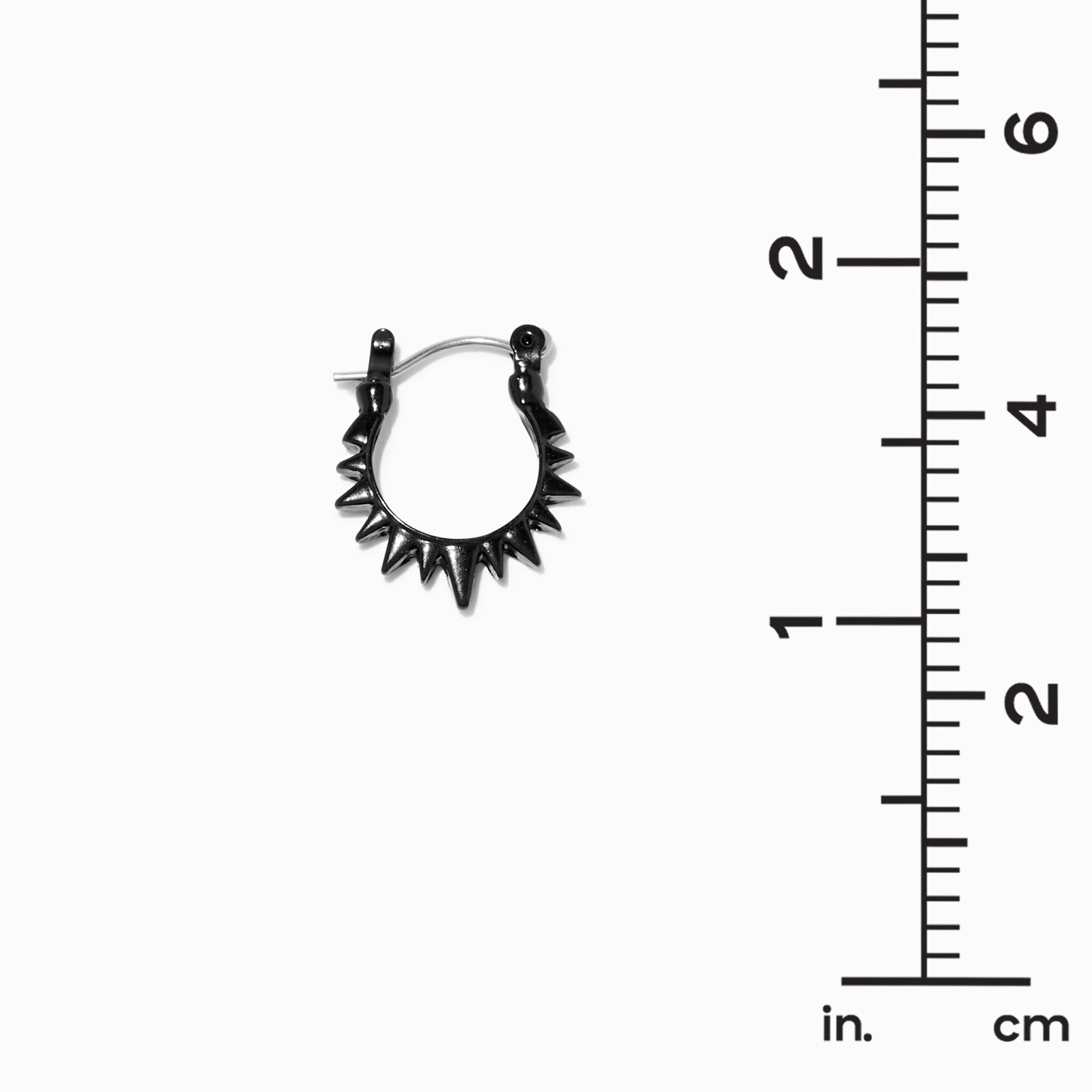 Black 15MM Spiked Hoop Earrings,