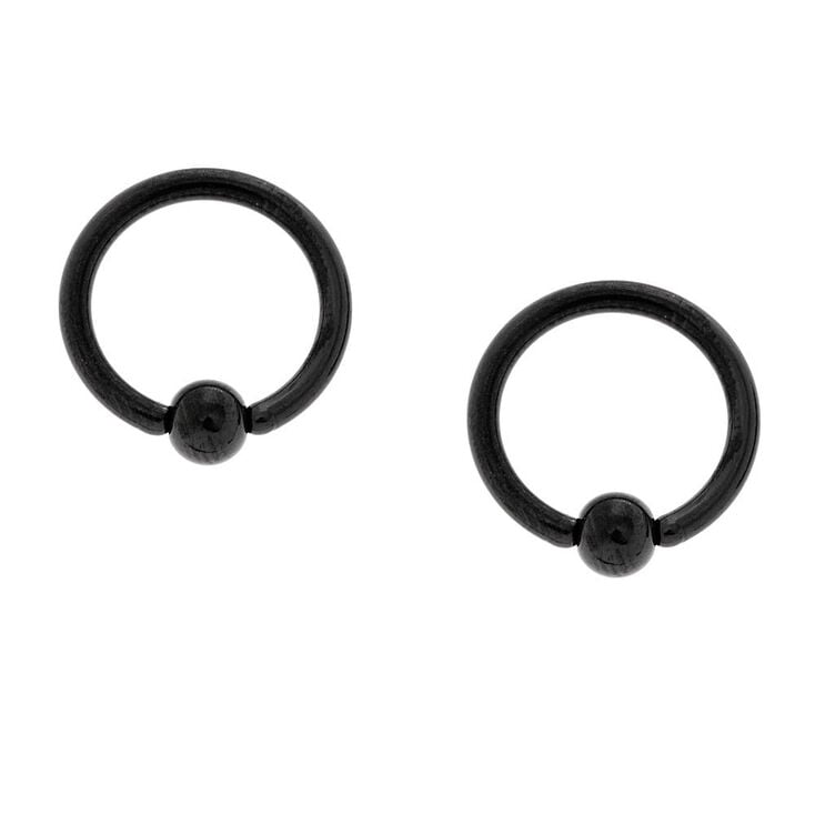 14g Guys Black Bead Cartilage Hoop Earrings Claire S Us 14g Guys Black Bead Cartilage Hoop Earrings