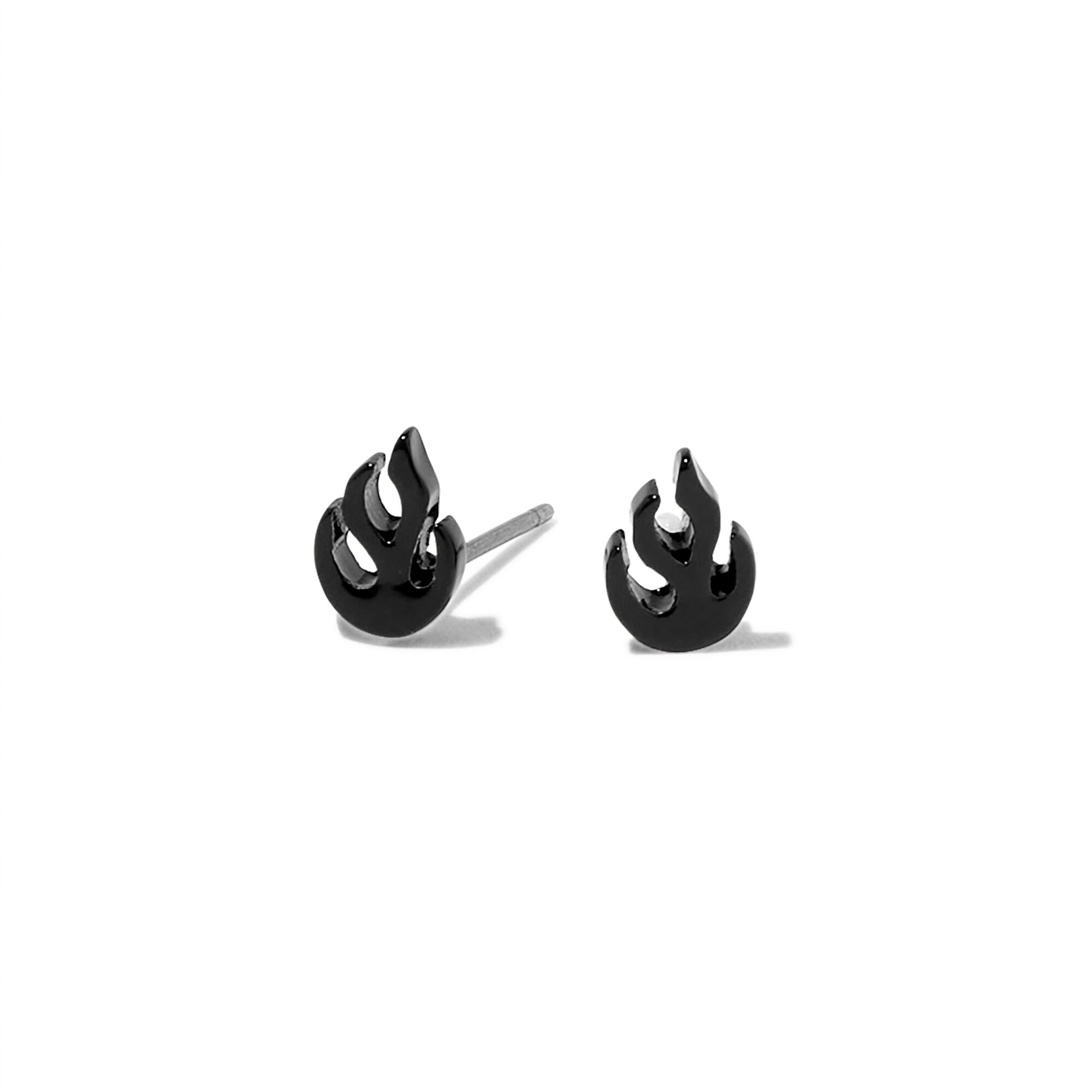 View Claires Flame Stud Earrings Black information