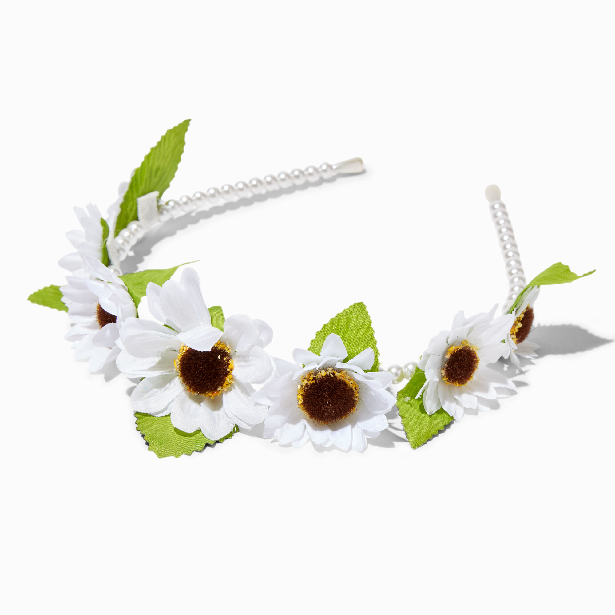 View Claires Daisy Pearl Floral Headband White information