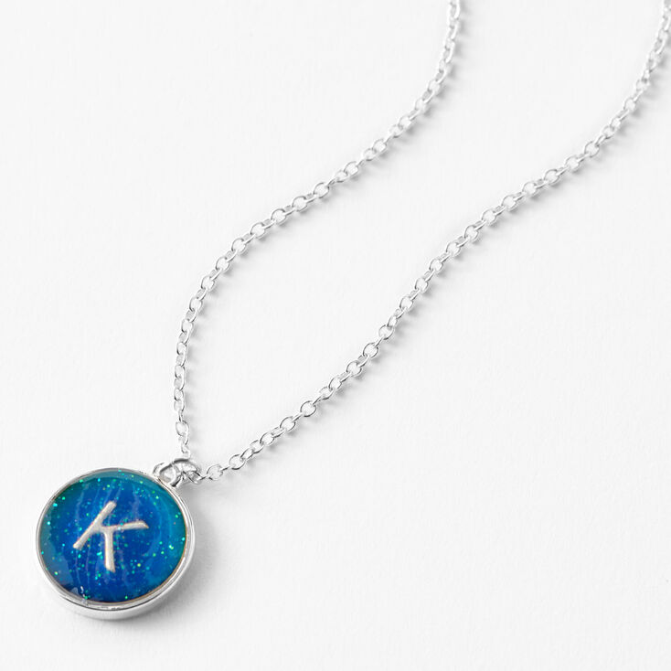 Silver Initial Mood Pendant Necklace - K,