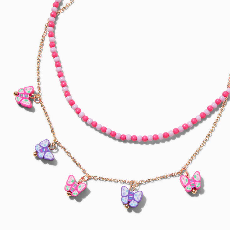 Claire&#39;s Club Butterfly Seed Bead Necklace - 2 Pack,