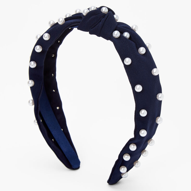 Pearl Knotted Headband - Navy,