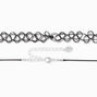 Black Tattoo &amp; Cow Print Heart Choker Necklaces - 2 Pack,