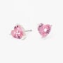 Pink Heart Cubic Zirconia Stud Earrings,