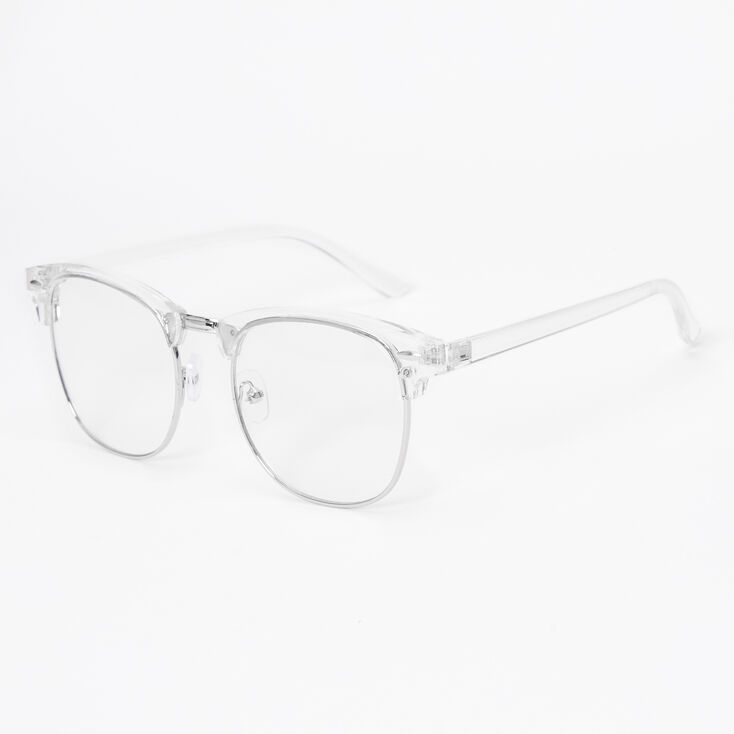 Claire's Lunettes transparentes avec ligne de sourcils rétro couleur argentée - Transparent