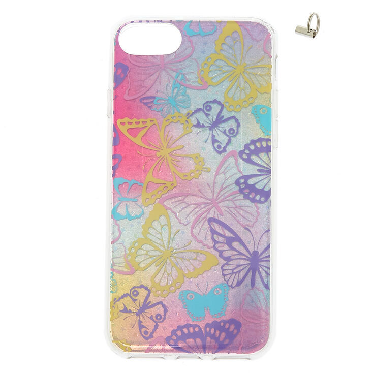 Butterfly Glitter Phone Case with Lanyard - Fits iPhone 6/7/8,
