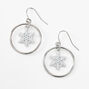 Silver 1.5&#39;&#39; Snowflake Hoop Earrings - White,