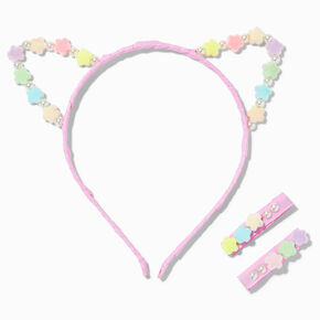 Claire&#39;s Club Star Pearl Pink Cat Ears Headband Set - 3 Pack,