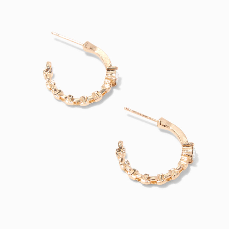 Gold Cubic Zirconia 20MM Chain Hoop Earrings,
