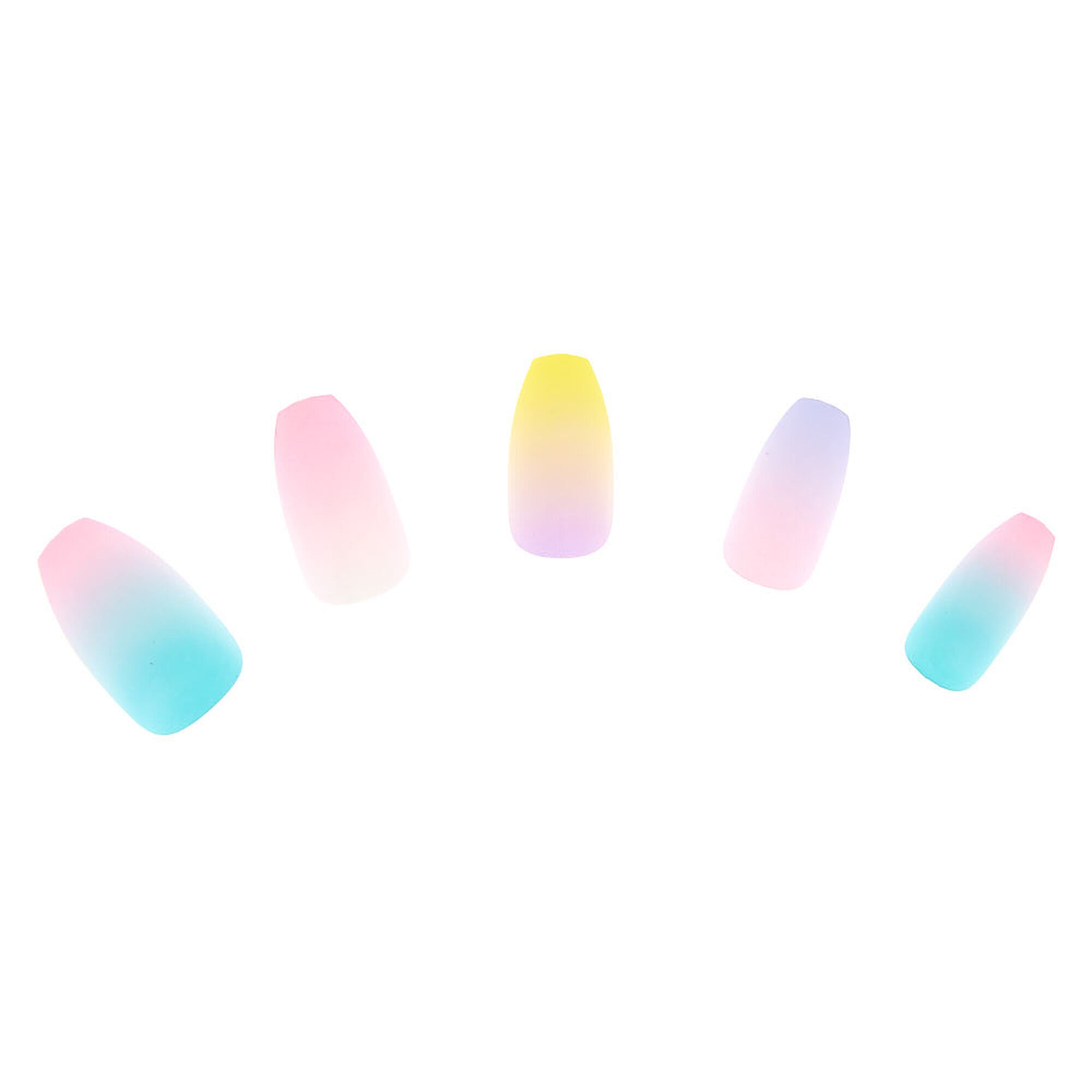Faux ongles ballerine pastel effet dégradé - Lot de 24,