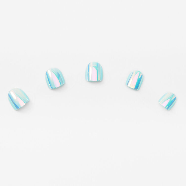 Claire&#39;s Club Holographic Mint Square Vegan Press On Faux Nail Set - 10 Pack,