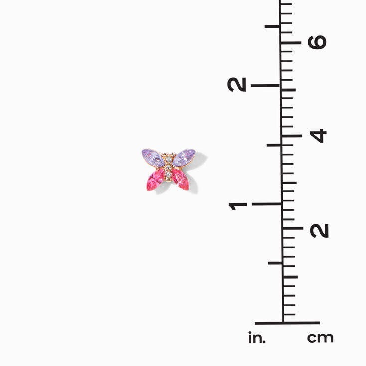 Pink &amp; Purple Butterfly Stud Earrings,