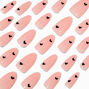 Black Heart Pink Long Almond Vegan Faux Nail Set - 24 Pack,