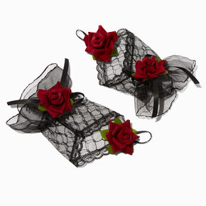 Red Rose Lace Halloween Arm Warmers,