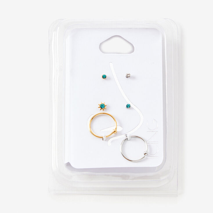 Mixed Metal 20G Starburst Mixed Nose Rings - 6 Pack,