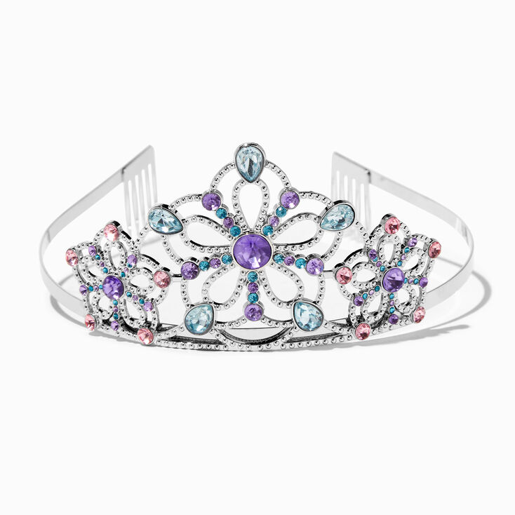 Claire&#39;s Club Multicolored Flower Silver Tiara,