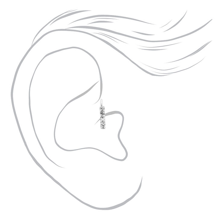 Boucle d&rsquo;oreille pour piercing rook avec strass 1,2&nbsp;mm couleur argent&eacute;e,