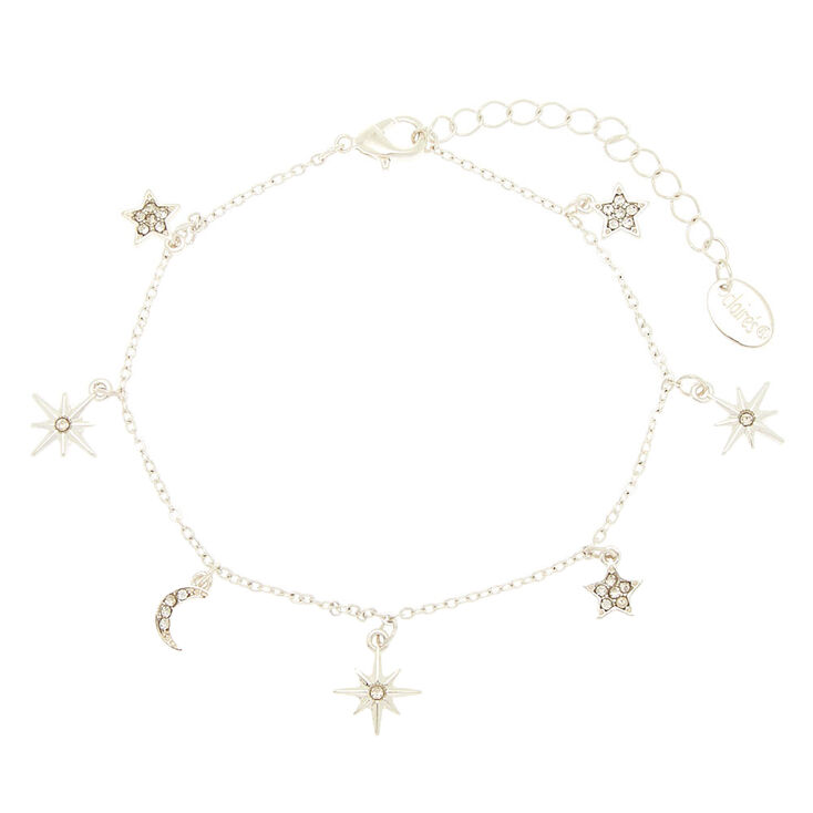 Silver-tone Crystal Celestial Anklet,