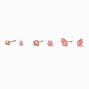 Gold-tone Pink Cubic Zirconia Round &amp; Teardrop Stud Earrings - 3 Pack,