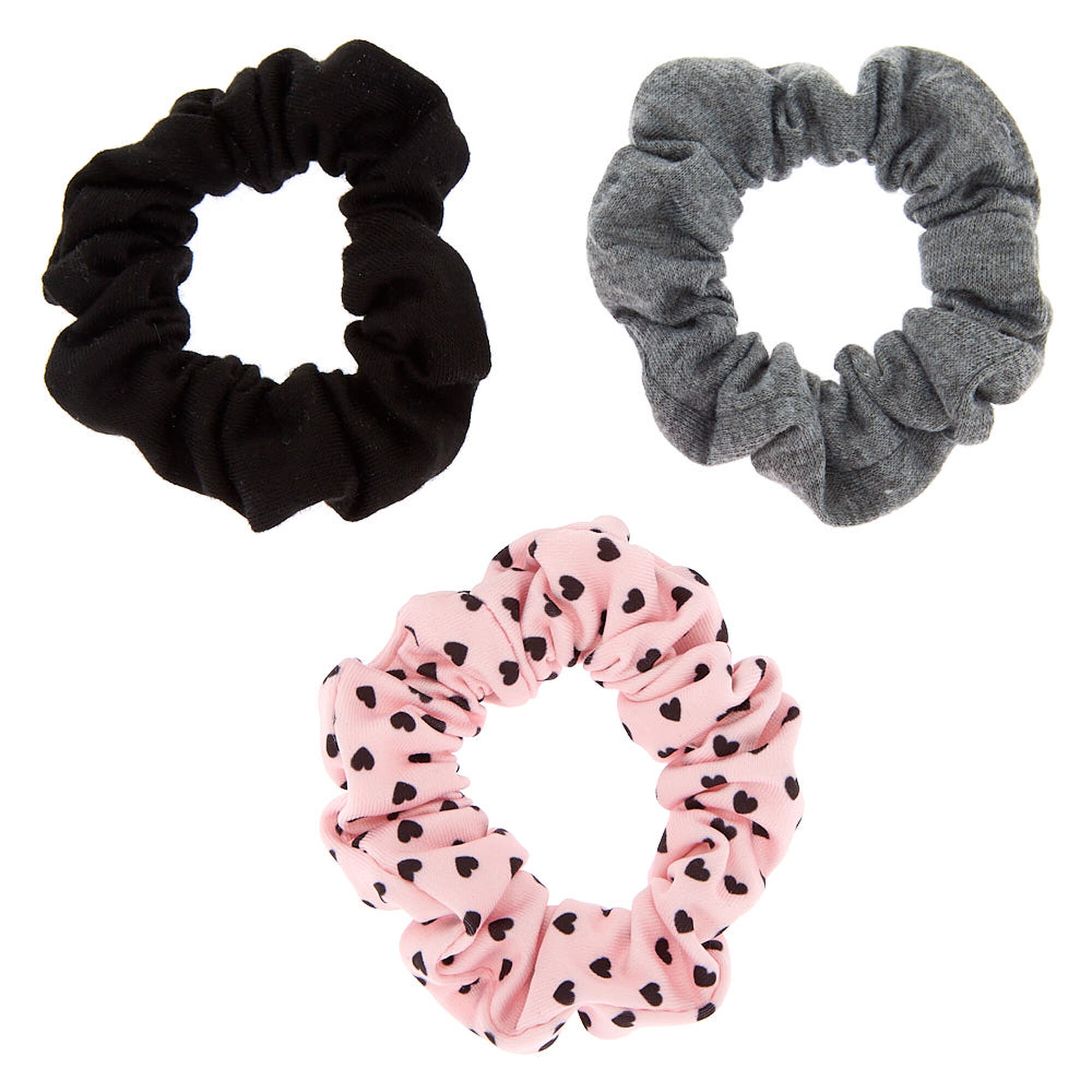 Claire's Club Heart Hair Scrunchies - 3 Pack | Claire's US