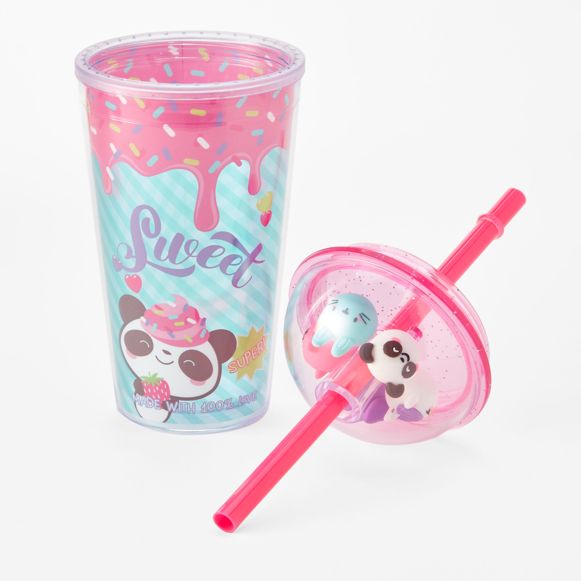 Mini gobelet desserts et petits animaux en 3D - Rose,