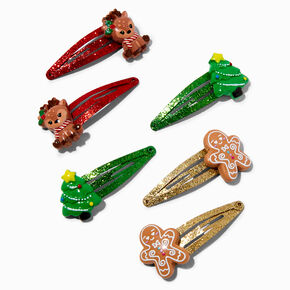 Christmas Icons Glitter Snap Hair Clips,
