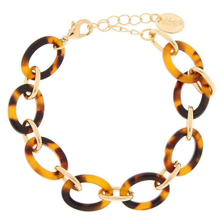 Claire's Bracelet tendance en chaîne avec motif écaille de tortue marron couleur doré