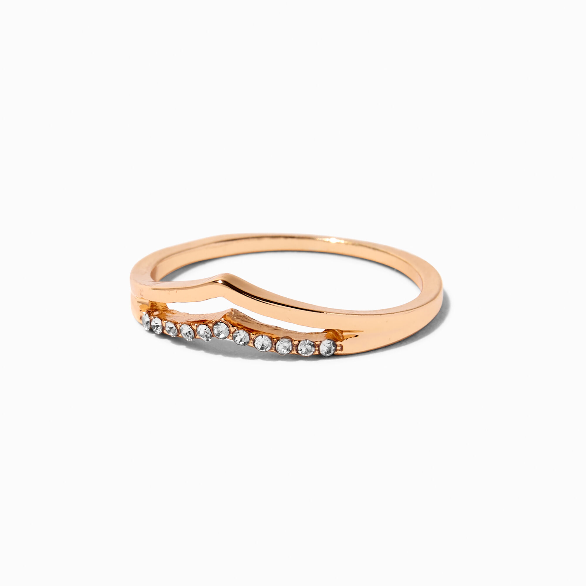 View Claires Crystal Chevron Ring Gold information
