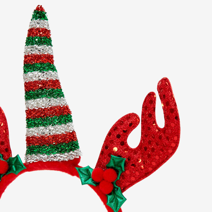 Christmas Reindeer Unicorn Antlers Headband - Red,