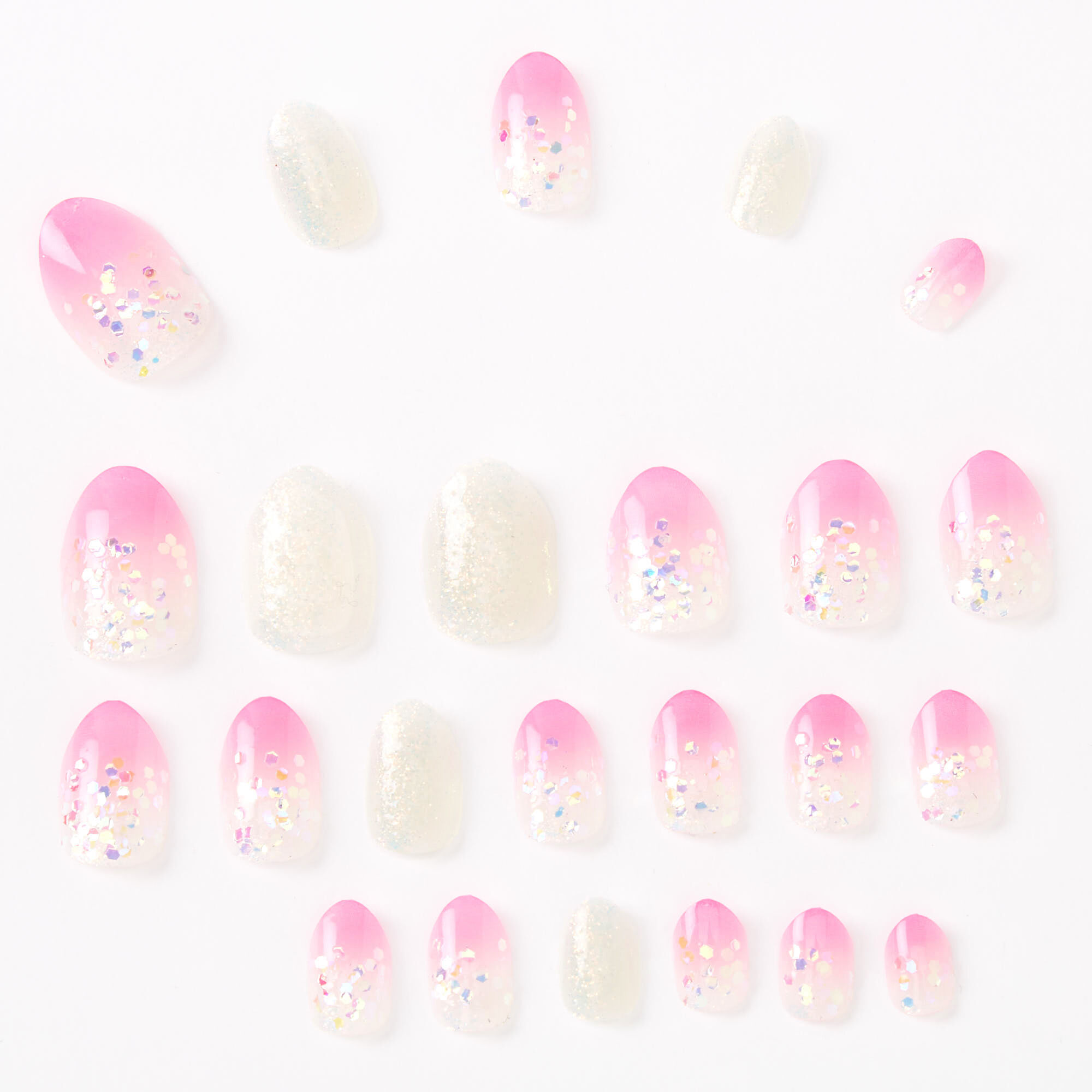 Ombre Glitter Stiletto Press On Faux Nail Set - Pink, 24 Pack,