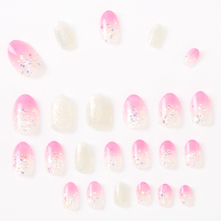 Ombre Glitter Stiletto Press On Faux Nail Set - Pink, 24 Pack | Claire's