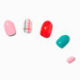 Holiday Plaid Stiletto Press On Faux Nail Set - 24 Pack,