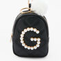 Porte-cl&eacute;s mini sac &agrave; dos perles d&#39;imitation &agrave; initiale - Noir, G,