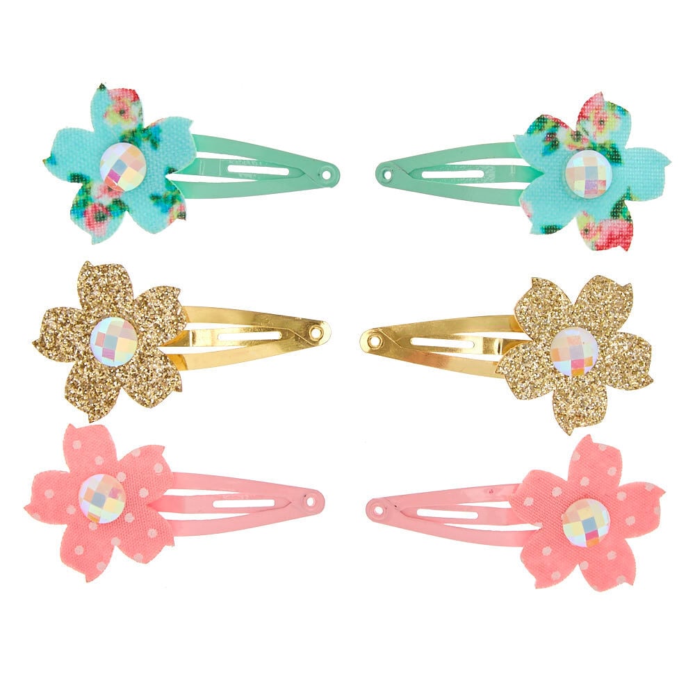 Claire's Club Flower Snap Hair Clips - 6 Pack,