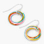 Silver 1&quot; Rainbow Circle Drop Earrings,