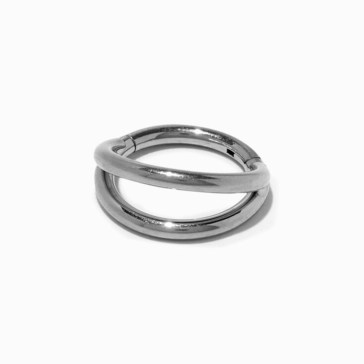 16G Silver-tone Titanium Double Row Nose Ring,