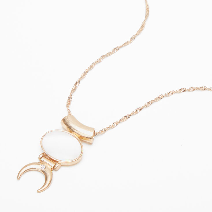 Gold Round Shell Horn Pendant Necklace,