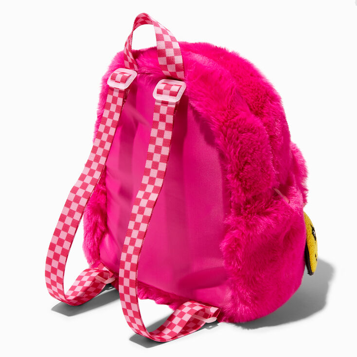 Pink Furry Happy Face Backpack,