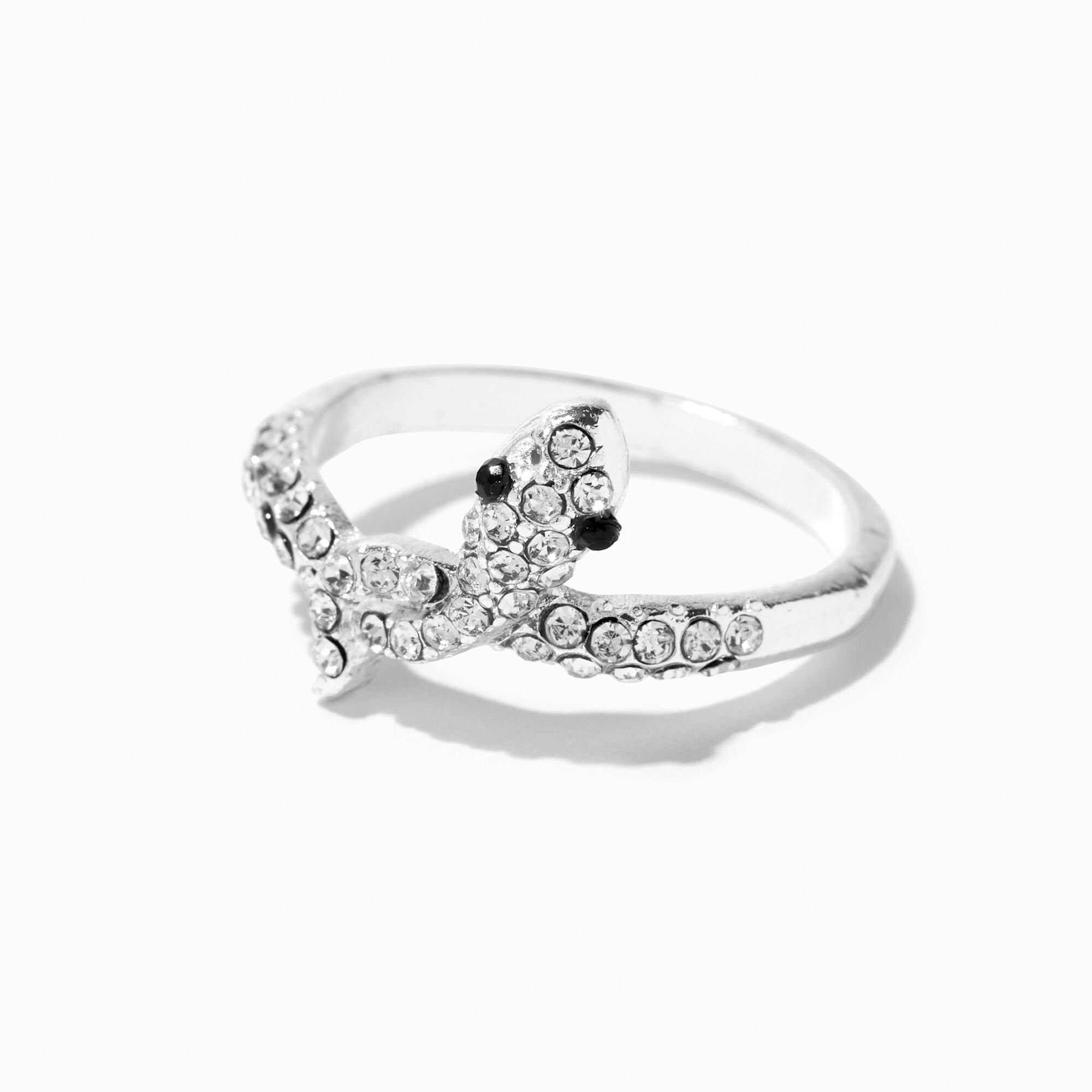 View Claires Crystal Snake Knot Ring Silver information