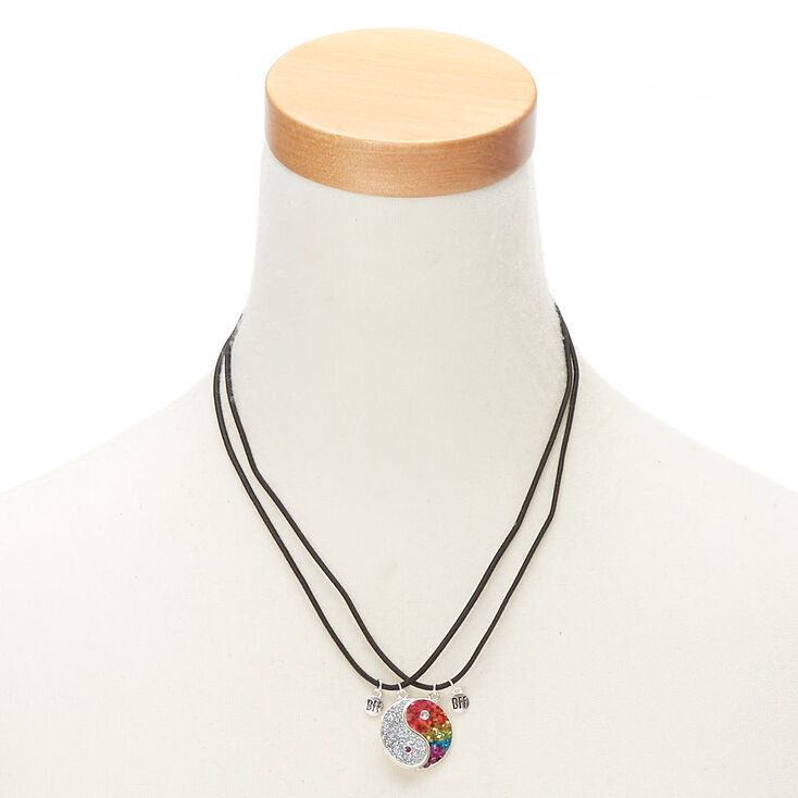 Best Friends Glitter Yin Yang Pendant Necklaces - 2 Pack,