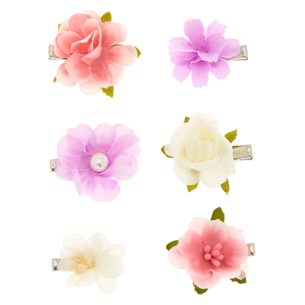 Claire's Club Pastel Flower Hair Clips - 6 Pack,